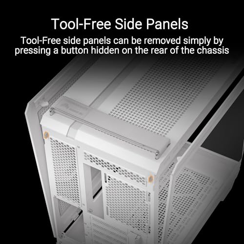 ASUS TUF Gaming GT502 Horizon ATX Mid-Tower - Funda para juegos (diseño panorámico ilimitado, doble cámara, zonas de enfriamiento independientes de CPU y GPU, paneles laterales sin herramientas, panel