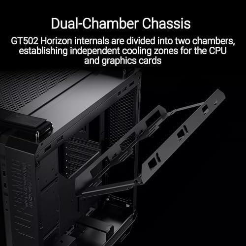 ASUS TUF Gaming GT502 Horizon ATX Mid Tower PC Case  Boundless Panoramic Design  Dual Chamber  Independent CPU and GPU Cooling Zones  Tool Free Side Panels  USB 10 Gbps Type C  Front Panel 
