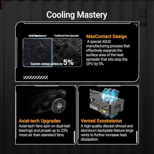 ASUS TUF Gaming GeForce RTX   5080 16GB GDDR7 OC Edition Gaming Graphics Card  PCIe  5 0  HDMI /DP 2 1  3 6 Slot  Military Grade Components  Protective PCB Coating  axial tech Fans  Vapor Chamber