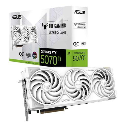 ASUS TUF Gaming GeForce RTX   5070 Ti 16GB GDDR7 White OC Edition Gaming Graphics Card  PCIe  5 0  HDMI /DP 2 1  3 125 slot  Military Grade Components  Protective PCB Coating  axial tech Fans