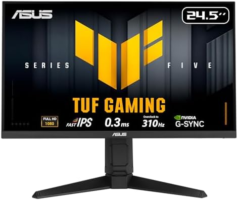 ASUS TUF Gaming Series 5 24 5  1080P Gaming Monitor  VG259QMRL5A    Full HD  Fast IPS Panel  310Hz  0 3ms  DisplayHDR400  99  sRGB  Height Adjustable  DisplayWidget  Gaming AI  3 yr Warranty