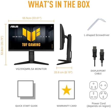 ASUS TUF Gaming Series 5 24 5  1080P Gaming Monitor  VG259QMRL5A    Full HD  Fast IPS Panel  310Hz  0 3ms  DisplayHDR400  99  sRGB  Height Adjustable  DisplayWidget  Gaming AI  3 yr Warranty