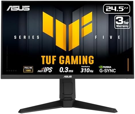 ASUS TUF Gaming Series 5 24 5  1080P Gaming Monitor  VG259QMRL5A    Full HD  Fast IPS Panel  310Hz  0 3ms  DisplayHDR400  99  sRGB  Height Adjustable  DisplayWidget  Gaming AI  3 yr Warranty