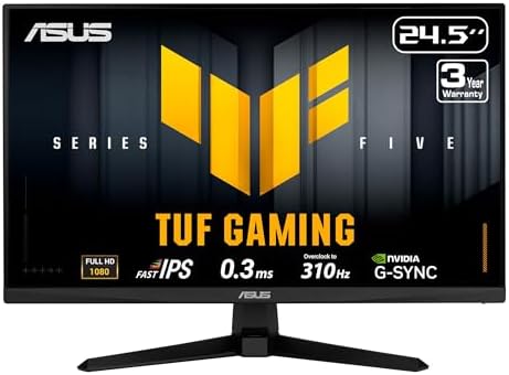 ASUS TUF Gaming Series 5 24 5  1080P Monitor  VG259QMR5A    Fast IPS  310Hz  0 3ms  G SYNC Compatible  FreeSync Premium  Extreme Low Motion Blur Sync  99  sRGB  DisplayWidget  Gaming AI  3 yr warranty