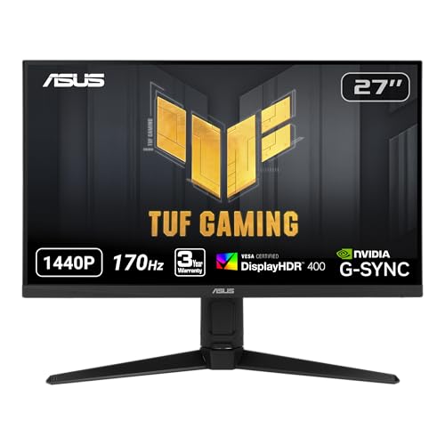 ASUS TUF Gaming VG27AQL1A 27  HDR Monitor  1440P WQHD  2560 x 1440   170Hz  Supports 144Hz   IPS  1ms  G SYNC Compatible  Extreme Low Motion Blur Sync  HDR400  130  sRGB  Eye Care  HDMI DisplayPort