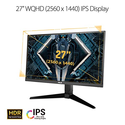 ASUS TUF Gaming VG27AQL1A 27  HDR Monitor  1440P WQHD  2560 x 1440   170Hz  Supports 144Hz   IPS  1ms  G SYNC Compatible  Extreme Low Motion Blur Sync  HDR400  130  sRGB  Eye Care  HDMI DisplayPort