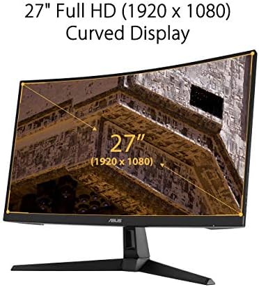 ASUS TUF Gaming VG27VH1B 27  Curved Monitor  1080P Full HD  165Hz  Supports 144Hz   Extreme Low Motion Blur  Adaptive sync  FreeSync Premium  1ms  Eye Care  HDMI D Sub  BLACK