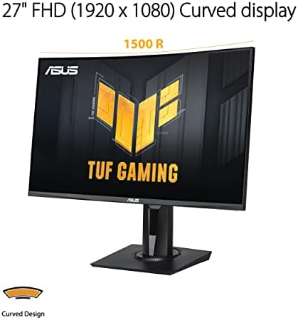 ASUS TUF Gaming VG27VH1B 27  Curved Monitor  1080P Full HD  165Hz  Supports 144Hz   Extreme Low Motion Blur  Adaptive sync  FreeSync Premium  1ms  Eye Care  HDMI D Sub  BLACK