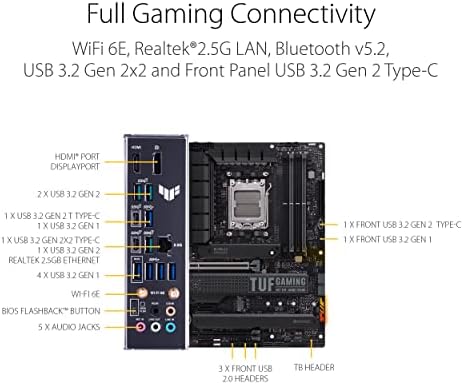 ASUS TUF Gaming X670E PLUS WiFi 6E Socket AM5  LGA 1718  Ryzen 7000 ATX Gaming Motherboard 16 Power Stages  PCIe  5 0  DDR5 Memory  Four M 2 Slots 2 5 Gb LAN USB 4  Aura RGB Lighting