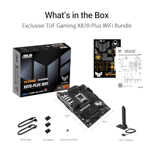 ASUS TUF Gaming X870 PLUS WiFi AMD AM5 X870 ATX Motherboard  16 2 1  80A SPS Power Stages  DDR5  PCIe 5 0 Ready  Four M 2 Slots  Wi Fi 7  2 5Gb LAN  HDMI  USB4  40Gbps  SATA 6 Gbps  USB 20Gbps Type C
