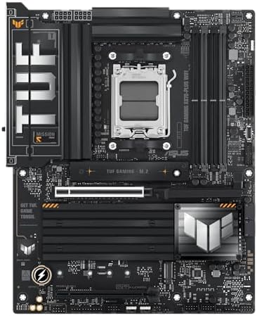 ASUS TUF Gaming X870 PLUS WiFi AMD AM5 X870 ATX Motherboard  16 2 1  80A SPS Power Stages  DDR5  PCIe 5 0 Ready  Four M 2 Slots  Wi Fi 7  2 5Gb LAN  HDMI  USB4  40Gbps  SATA 6 Gbps  USB 20Gbps Type C