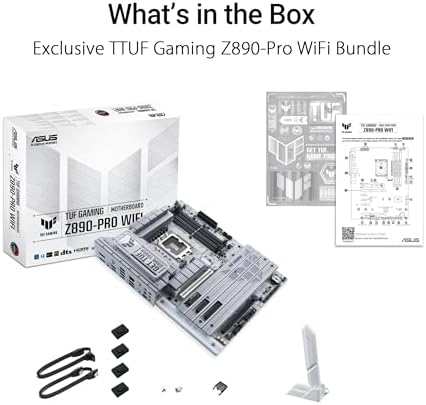 ASUS TUF Gaming Z890 PRO WiFi Z890 LGA 1851 ATX Motherboard  Intel  Core  Ultra Series 2 Ready  Advanced AI PC Ready  16 1 2 1 Stages  DDR5  PCIe  5 0  Thunderbolt 4 Type C  4X M 2  Wi Fi 7  2 5Gb