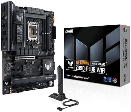 ASUS TUF Gaming Z890 PLUS WiFi Z890 LGA 1851 ATX Motherboard  Intel  Core  Ultra Series 2 Ready  Advanced AI PC Ready  16 1 2 1 Stages  DDR5  PCIe  5 0  Thunderbolt  4 Type C   4X M 2  Wi Fi 7  2 5Gb