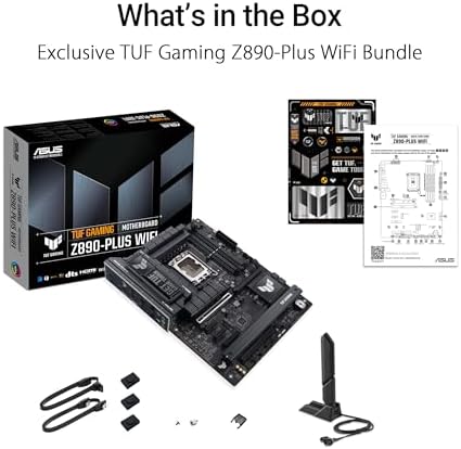 ASUS TUF Gaming Z890 PLUS WiFi Z890 LGA 1851 ATX Motherboard  Intel  Core  Ultra Series 2 Ready  Advanced AI PC Ready  16 1 2 1 Stages  DDR5  PCIe  5 0  Thunderbolt  4 Type C   4X M 2  Wi Fi 7  2 5Gb