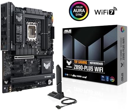 ASUS TUF Gaming Z890 PLUS WiFi Z890 LGA 1851 ATX Motherboard  Intel  Core  Ultra Series 2 Ready  Advanced AI PC Ready  16 1 2 1 Stages  DDR5  PCIe  5 0  Thunderbolt  4 Type C   4X M 2  Wi Fi 7  2 5Gb