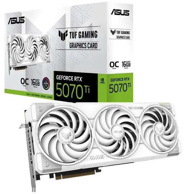 ASUS TUF Gaming white GeForce RTX 5070 Ti OC Edition 16GB GDDR7 TUF RTX5070TI O16G WHITE GAMING PCI Express 5 0 DLSS 4 0 Graphics Card