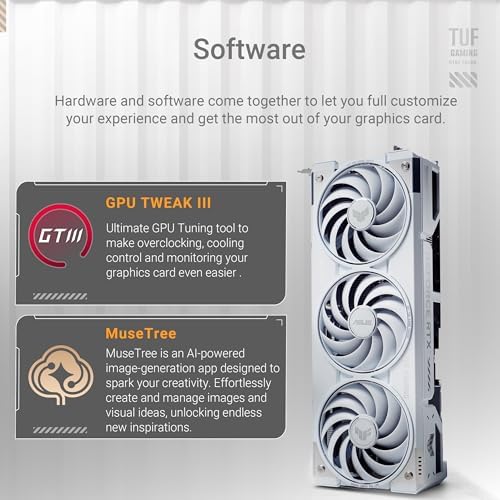 ASUS TUF GeForce RTX  5070 Ti 16GB GDDR7 White OC Edition Graphics Card  NVIDIA  Desktop  PCIe  5 0  HDMI /DP 2 1  3 125 Slot  Military Grade Components  Protective PCB Coating  Axial tech Fans 