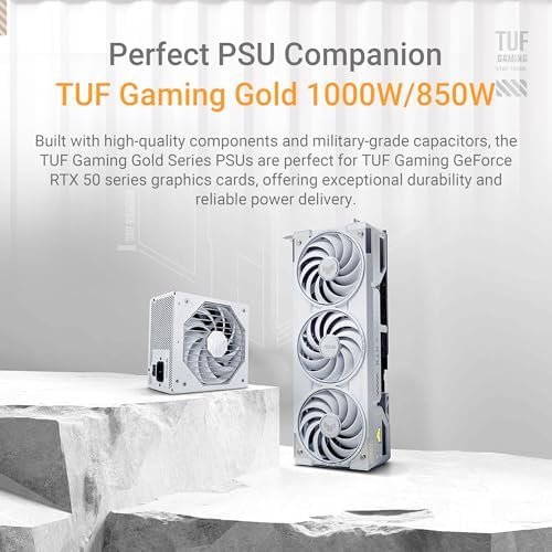 ASUS TUF GeForce RTX  5070 Ti 16GB GDDR7 White OC Edition Graphics Card  NVIDIA  Desktop  PCIe  5 0  HDMI /DP 2 1  3 125 Slot  Military Grade Components  Protective PCB Coating  Axial tech Fans 