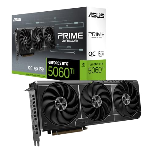 ASUS La tarjeta gráfica Prime GeForce RTX™ 5060 Ti de 16 GB GDDR7 OC Edition lista para SFF (PCIe® 5.0, 16 GB GDDR7, HDMI®/DP 2.1, 2.5 ranuras, ventiladores de tecnología axial, BIOS dual)