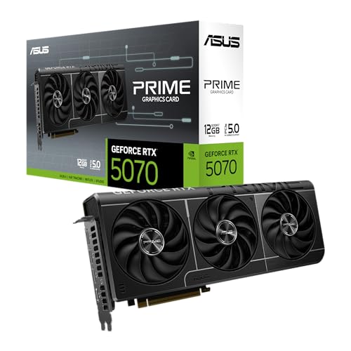 ASUS La tarjeta gráfica Prime GeForce RTX™ 5070 de 12 GB GDDR7 lista para SFF (PCIe® 5.0, 12 GB GDDR7, HDMI®/DP 2.1, 2.5 ranuras, ventiladores de tecnología axial, BIOS dual)