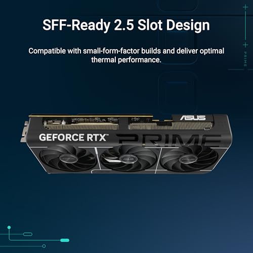 ASUS The SFF Ready Prime GeForce RTX  5070 Ti OC Edition 16GB GDDR7 Graphics Card  PCIe  5 0  16GB GDDR7  HDMI /DP 2 1  2 5 Slot  Axial tech Fans  Dual BIOS