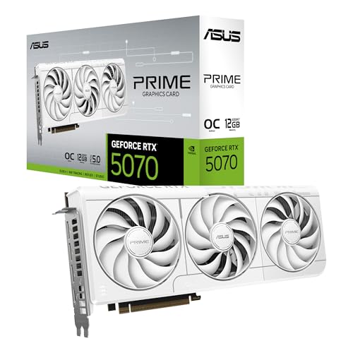 ASUS The SFF Ready Prime GeForce RTX  5070 12GB GDDR7 White OC Edition Graphics Card  PCIe  5 0  12GB GDDR7  HDMI /DP 2 1  2 5 Slot  Axial tech Fans  Dual BIOS 