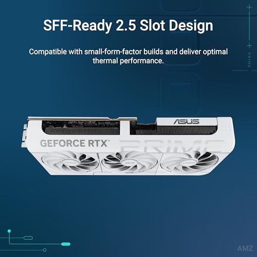 ASUS The SFF Ready Prime GeForce RTX  5070 12GB GDDR7 White OC Edition Graphics Card  PCIe  5 0  12GB GDDR7  HDMI /DP 2 1  2 5 Slot  Axial tech Fans  Dual BIOS 