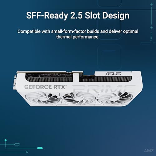ASUS The SFF Ready Prime GeForce RTX  5070 12GB GDDR7 White OC Edition Graphics Card  PCIe  5 0  12GB GDDR7  HDMI /DP 2 1  2 5 Slot  Axial tech Fans  Dual BIOS 