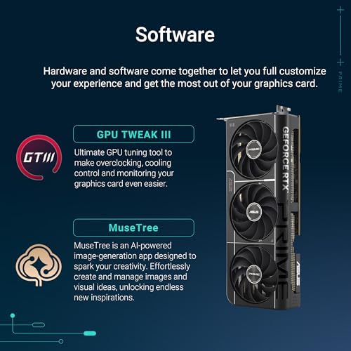 ASUS The SFF Ready Prime GeForce RTX  5080 OC Edition 16GB GDDR7 Graphics Card  PCIe  5 0  16GB GDDR7  HDMI /DP 2 1  2 5 Slot  Axial tech Fans  Vapor Chamber  Dual BIOS 