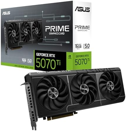 ASUS The SFF Ready Prime GeForce RTX  5070 Ti 16GB GDDR7 Graphics Card  PCIe  5 0  16GB GDDR7  HDMI /DP 2 1  2 5 Slot  Axial tech Fans  Dual BIOS