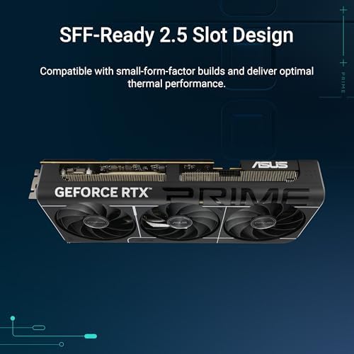 ASUS The SFF Ready Prime GeForce RTX  5070 Ti 16GB GDDR7 Graphics Card  PCIe  5 0  16GB GDDR7  HDMI /DP 2 1  2 5 Slot  Axial tech Fans  Dual BIOS 
