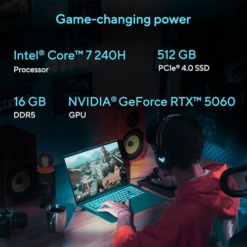 ASUS V16 Gaming Laptop  16  WUXGA 144Hz Display  Intel Core 7 Processor 240H  NVIDIA GeForce RTX 5060  16GB Memory  512GB Storage  Windows 11  Matte Black  V3607VM ES74