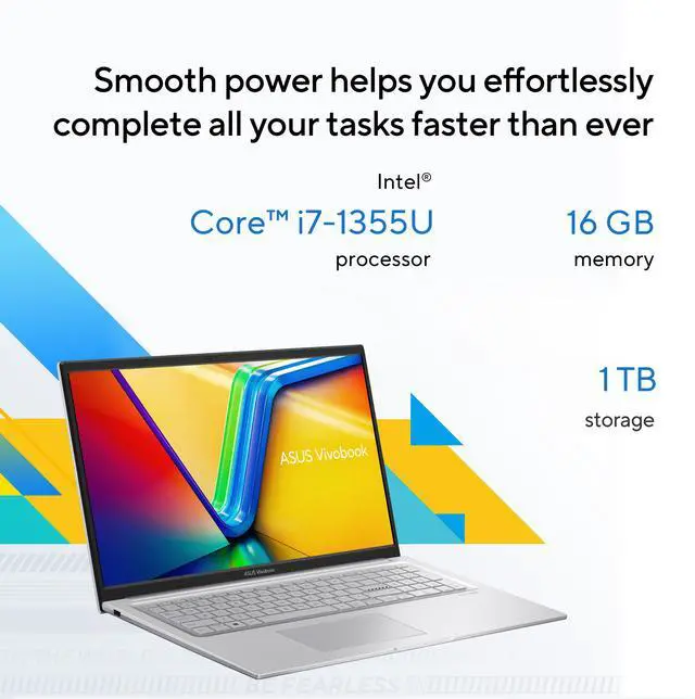 ASUS VivoBook 17 3"  Intel Core i7 1355U 16GB Memory 1 TB PCIe SSD Intel Iris Xe Graphics Windows 11 Home