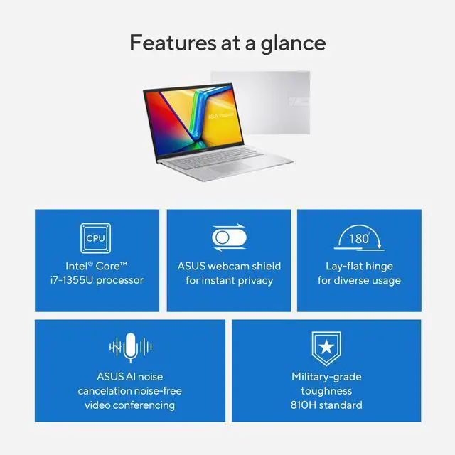 ASUS VivoBook 17 3"  Intel Core i7 1355U 16GB Memory 1 TB PCIe SSD Intel Iris Xe Graphics Windows 11 Home
