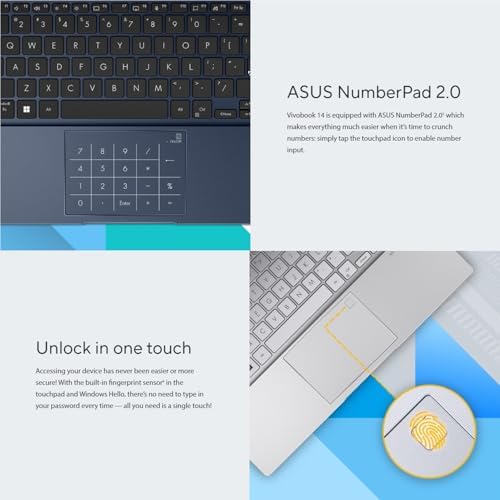 ASUS VivoBook Laptop 2026 Edition   Intel 13th Gen 6 Core Processor Up to 4 5GHz  Beat i7 1195G7    16GB RAM   256GB PCIe SSD   14 FHD Display   Bluetooth   HDMI   Thin & Light   Win 11 w/o Mouse