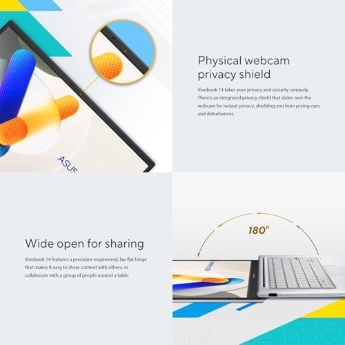 ASUS VivoBook Laptop 2026 Edition   Intel 13th Gen 6 Core Processor Up to 4 5GHz  Beat i7 1195G7    16GB RAM   256GB PCIe SSD   14 FHD Display   Bluetooth   HDMI   Thin & Light   Win 11 w/o Mouse