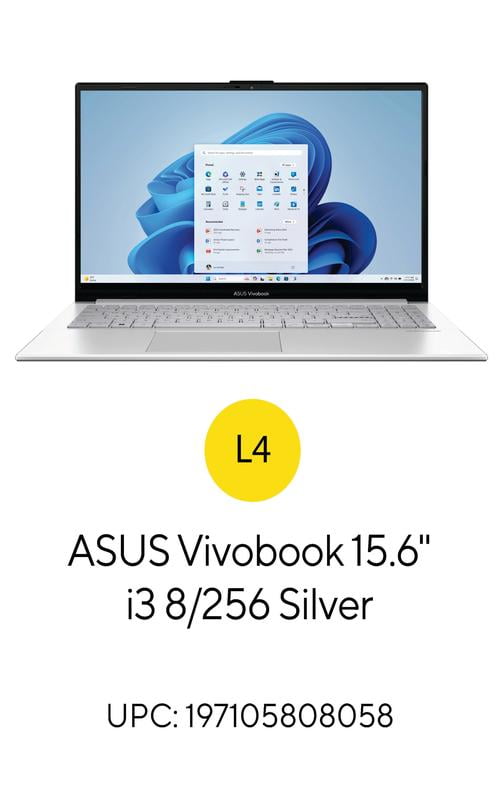 ASUS Vivobook Go 15 6  FHD Laptop with Intel i3 N305  Intel UHD Graphics  8GB RAM  256GB UFS  Cool Silver