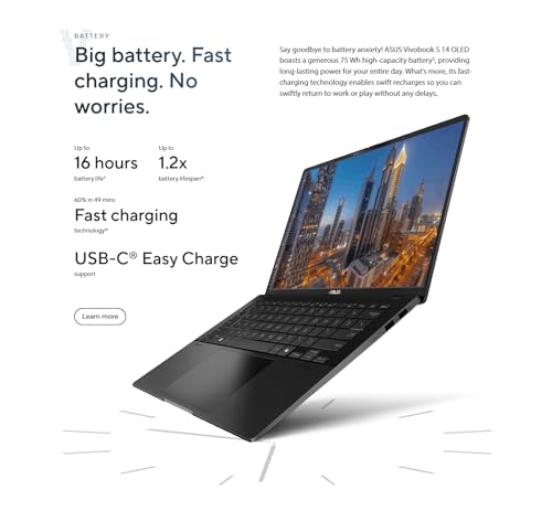 ASUS Vivobook S 14 AI OLED Laptop  Intel Core Ultra 5 226V  Intel Arc Graphics  Copilot  AI  RGB Backlit KB  Wi Fi 7  2X Thunderbolt 4  Win11  w/Mousepad  16GB RAM   1TB SSD