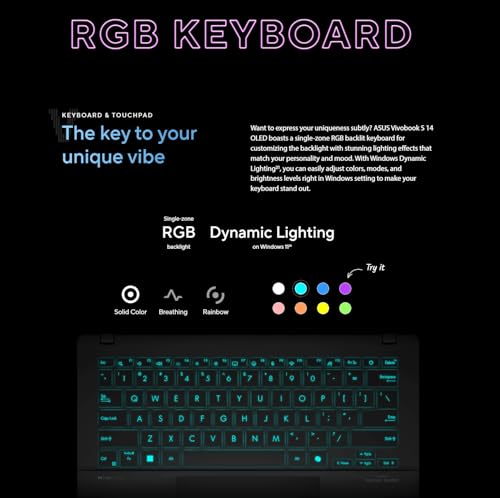 ASUS Vivobook S 14 AI OLED Laptop  Intel Core Ultra 5 226V  Intel Arc Graphics  Copilot  AI  RGB Backlit KB  Wi Fi 7  2X Thunderbolt 4  Win11  w/Mousepad  16GB RAM   1TB SSD