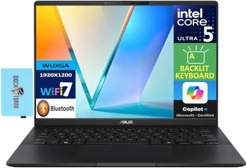 ASUS Vivobook S 14 Q423 AI Powered Laptop 14 0 OLED FHD  Display  Intel Ultra 5 226v  16GB LPDDR5X  512GB PCIe SSD  AI Copilot  Backlit KB  2 Thunderbolt 4  WiFi 7  Win11Home  w/DKZ USB Port Expander