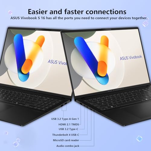 ASUS Vivobook S 16 AI Copilot  PC Business Laptop  15 6 2 8K 120Hz  AMD Ryzen AI 9 HX 370  32GB RAM  1TB SSD  Radeon Graphics  Wi Fi 6  RGB Backlit KB  Win11 H  Bundle with ADATA 512GB External SSD