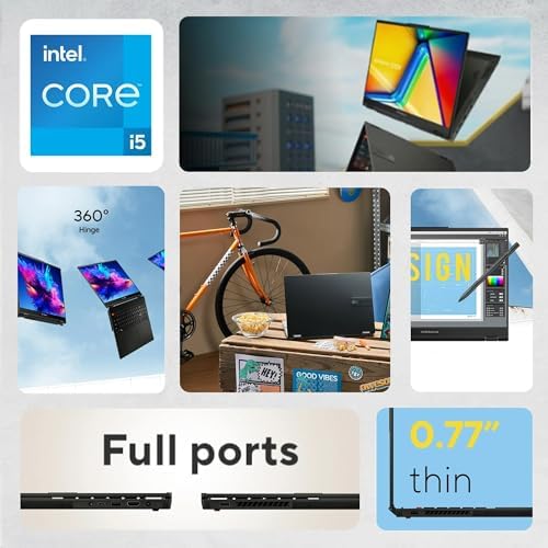 ASUS Vivobook Touch Flip S 16 2 in 1 Convertible Laptop Intel 10 core i5 1335u up to 4 6Ghz 16in WUXGA 16GB RAM 512GB SSD W11  TP360   Renewed 