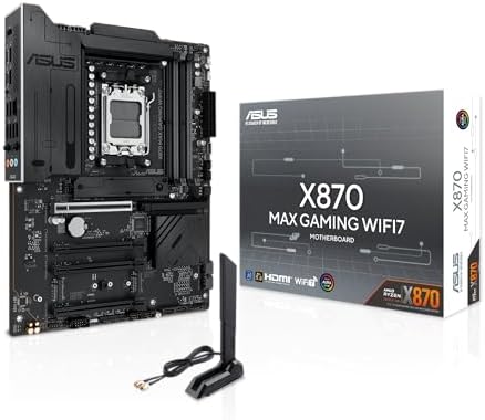 ASUS X870 MAX GAMING WIFI7 W AMD AM5 ATX Motherboard  8 layer White PCB  12 2 1 80A DrMOS  DDR5  PCIe 5 0 x16 Q Release  3x M 2  Wi Fi 7 Q Antenna  USB4  Type C   2 5Gb LAN  BIOS FlashBack   Aura Sync