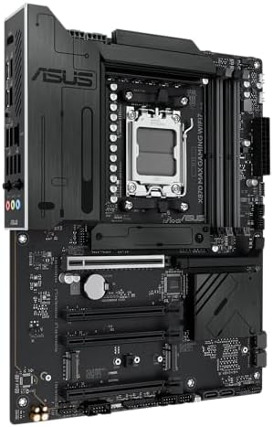 ASUS X870 MAX GAMING WIFI7 W AMD AM5 ATX Motherboard  8 layer White PCB  12 2 1 80A DrMOS  DDR5  PCIe 5 0 x16 Q Release  3x M 2  Wi Fi 7 Q Antenna  USB4  Type C   2 5Gb LAN  BIOS FlashBack   Aura Sync