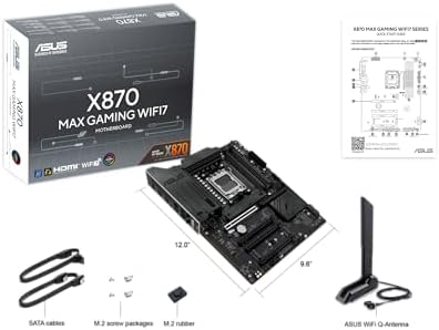 ASUS X870 MAX GAMING WIFI7 W AMD AM5 ATX Motherboard  8 layer White PCB  12 2 1 80A DrMOS  DDR5  PCIe 5 0 x16 Q Release  3x M 2  Wi Fi 7 Q Antenna  USB4  Type C   2 5Gb LAN  BIOS FlashBack   Aura Sync