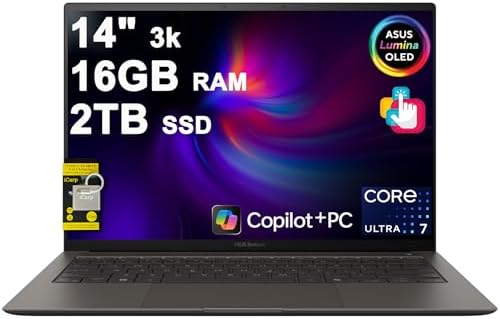 ASUS Zenbook 14 Creator Laptop 14 WUXGA Lumina OLED Touch  500nits HDR  100  DCI P3  Intel 16 core Ultra 7 255H  Up to 13 Tops  16GB RAM 1TB SSD for Business Work Win11 ICP Hub