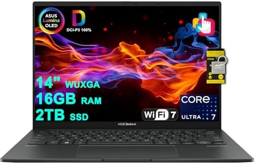 ASUS Zenbook 14 Creator Laptop 14 WUXGA Lumina OLED Touch  500nits HDR  100  DCI P3  Intel 16 core Ultra 7 255H  Up to 13 Tops  16GB RAM 1TB SSD for Business Work Win11 ICP Hub