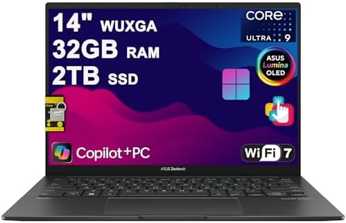 ASUS Zenbook 14 Laptop 14 WUXGA OLED Touch  100  DCI P3  500nits HDR  Intel 16 core Ultra 9 285H  GPU Up to 77 Tops  32GB DDR5 1TB SSD for Designer Business Professional Win11 ICP Hub