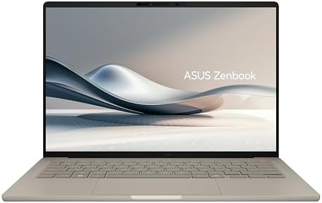 ASUS Zenbook A14; Copilot  PC  Ultrathin Laptop  14  WUXGA OLED  Snapdragon  X Processor  16 GB Memory  512GB SSD  Wi Fi 6E  Zabriskie Beige  UX3407QA DS52 CB