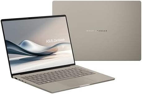 ASUS Zenbook A14; Copilot  PC  Ultrathin Laptop  14  WUXGA OLED  Snapdragon  X Processor  16 GB Memory  512GB SSD  Wi Fi 6E  Zabriskie Beige  UX3407QA DS52 CB